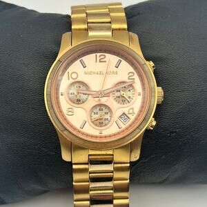 Michael Kors Runway MK5128 Women's Rose Gold-Tone Analog Dial Watch New Battery